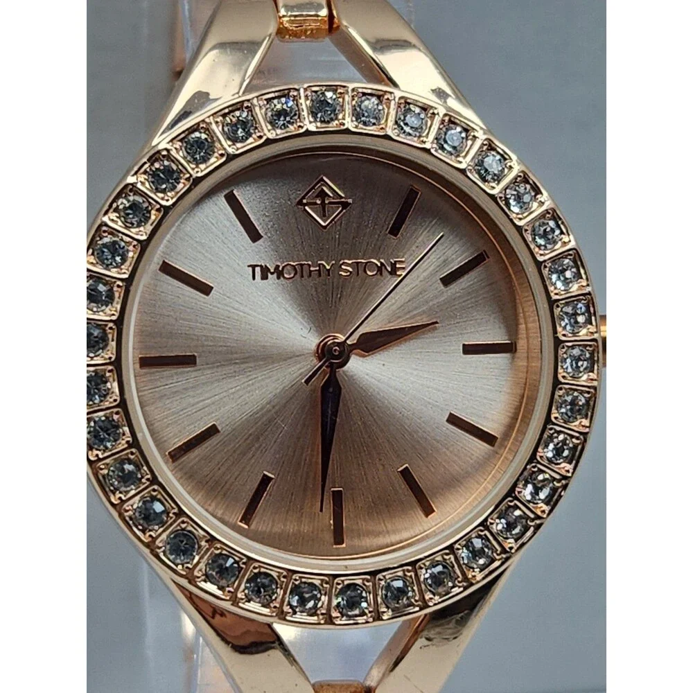 Timothy Stone Joliet Womens Rose Gold Swarovski Crystal Quartz Watch New Battery